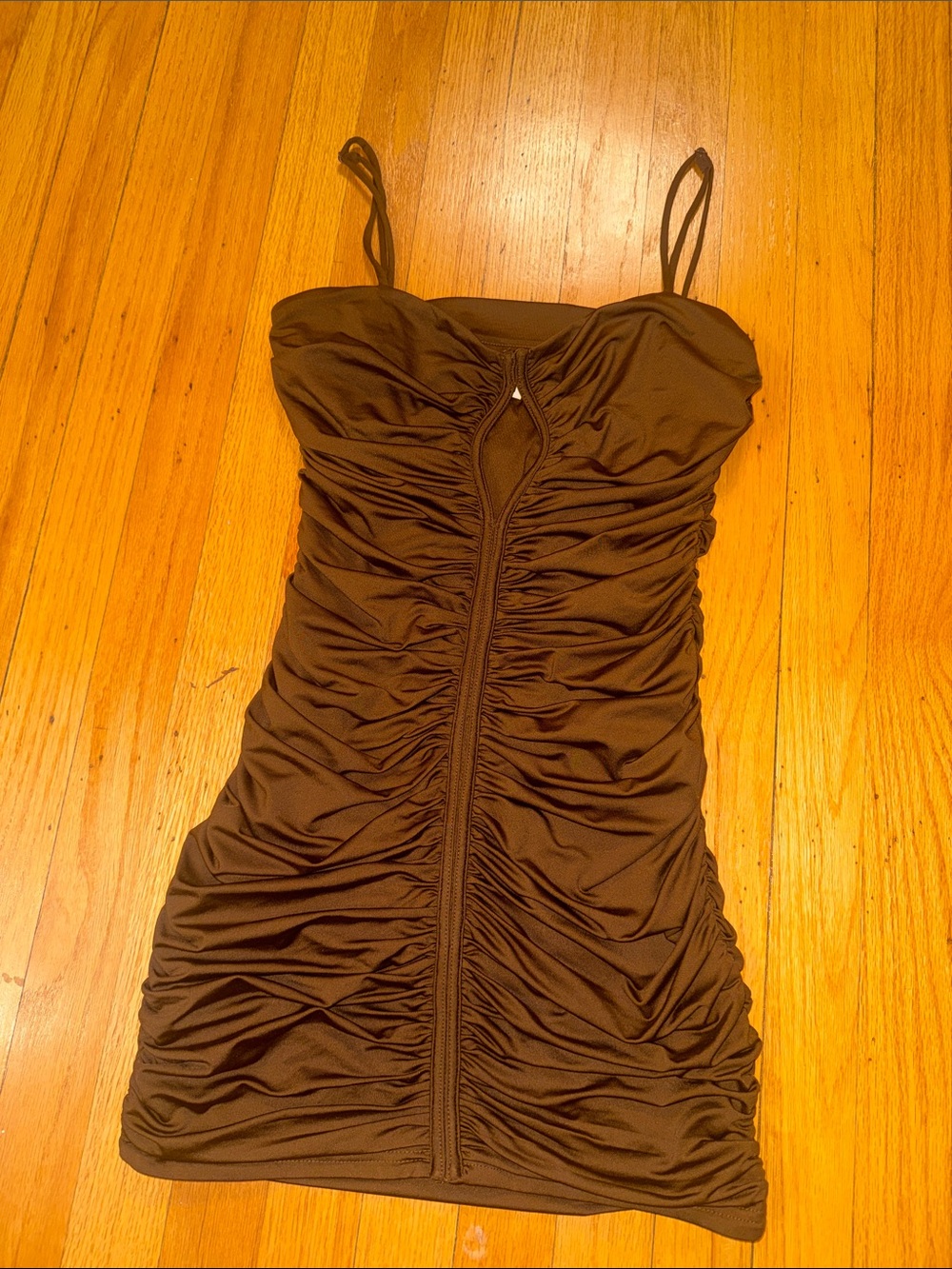 Tic Toc Chocolate Bodycon Ruched Mini Dress